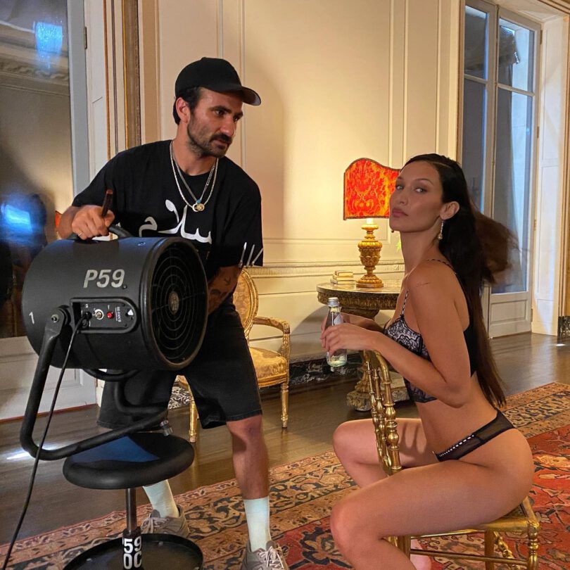 Bella Hadid In Lingerie On Vs Set