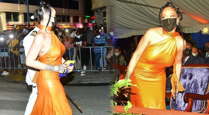 Rihanna – Gorgeous Braless Boobs at the Presidential Inauguration Ceremony in Bridgetown