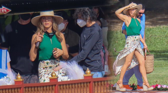 Jennifer Aniston – Hard Nipples and Sexy Upskirt on Murder Mystery 2 Movie Set in Hawaii