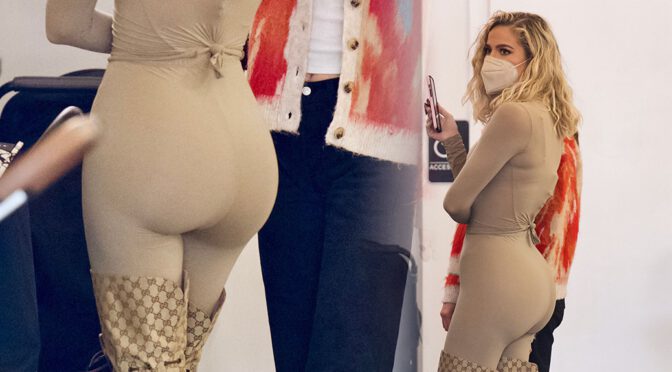 Khloe Kardashian – Sexy Big Ass and Boobs in Tight Outfit Out in Los Angeles