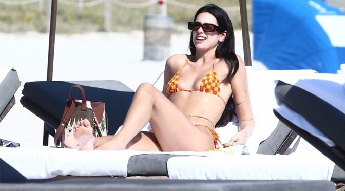 Dua Lipa – Sexy Boobs in Bikini at the Beach in Miami