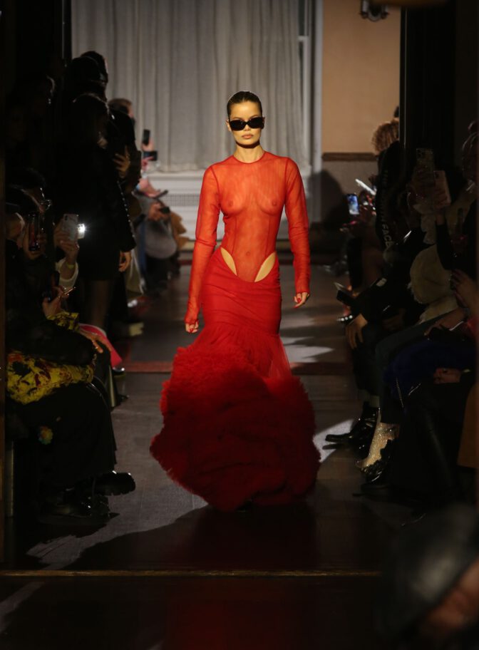 Frida Aasen Boobs On Catwalk