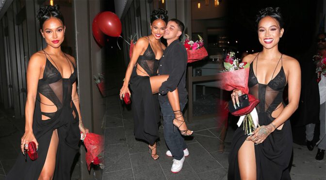 Karrueche Tran – Sexy Legs and Braless Boobs at Mr. Chow in Beverly Hills