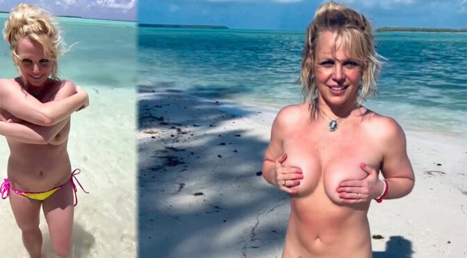 Britney Spears – Topless Nipslip in a Sexy Beach Video (NSFW)