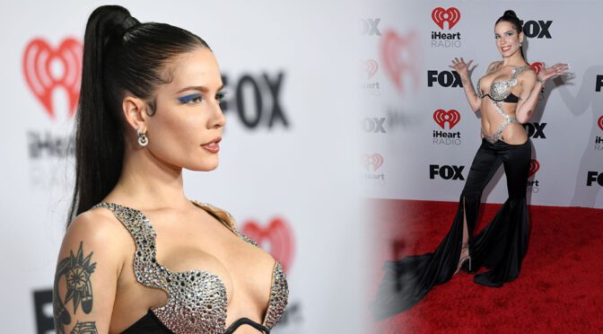 Halsey – Sexy Boobs in Big Cleavage at 2022 iHeartRadio Music Awards in Los Angeles