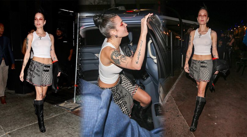 Halsey – Sexy Braless Boobs and Nipples in a Sheer Top at Rainbow Bar & Grill in Hollywood