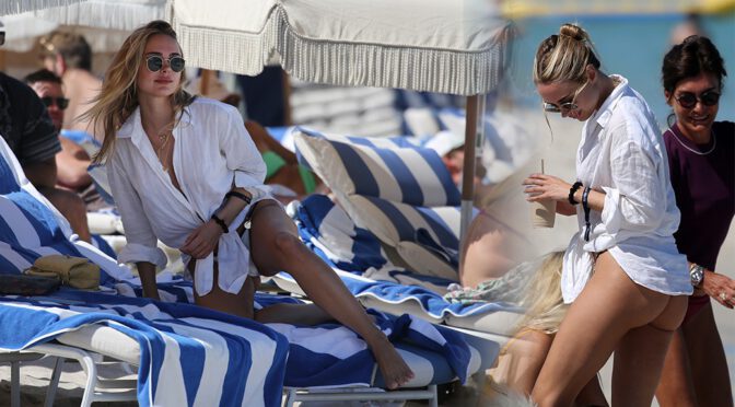 Kimberley Garner – Fantastic Ass in a Tiny Thong Bikini on a Beach in Miami