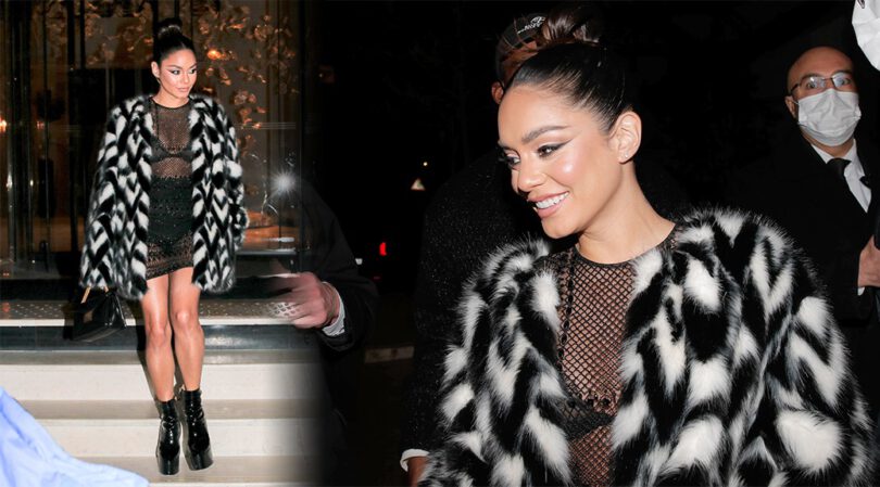 Vanessa Hudgens – Sexy Legs and Black Bra at Soho House in Paris