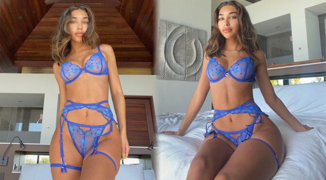 Chantel Jeffries – Gorgeous Body & Boobs in a Sexy Blue Lingerie