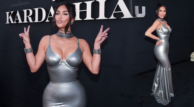 Kim Kardashian – Beautiful Boobs in Big Cleavage at “The Kardashians” Premiere in Los Angeles