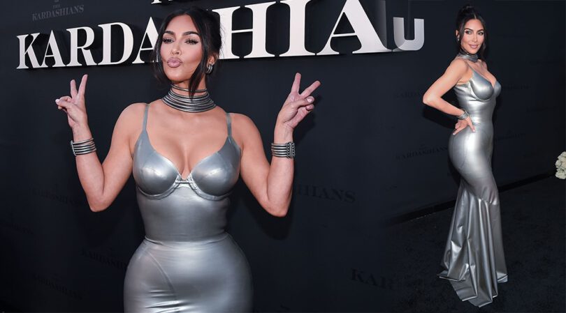 Kim Kardashian – Beautiful Boobs in Big Cleavage at “The Kardashians” Premiere in Los Angeles