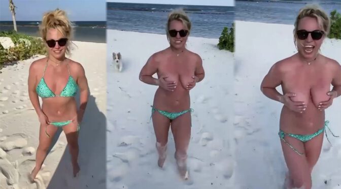 Britney Spears Topless on the Beach in Bikini