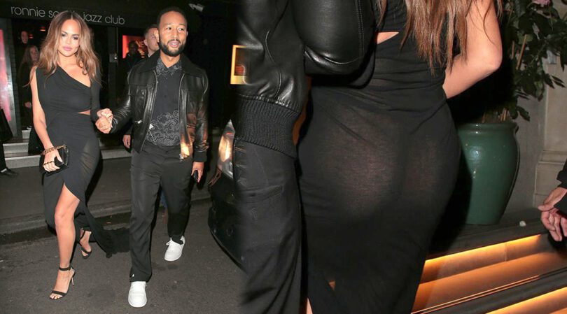 Chrissy Teigen Shows Sexy Legs and Ass at Tonnie Scott’s Jazz Club in London