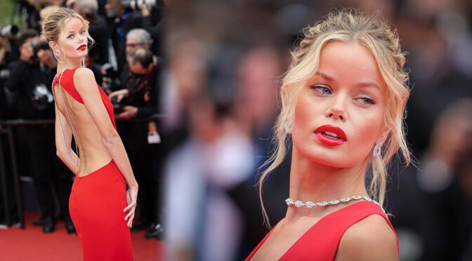 Frida Aasen Looks Beautiful in Red Dress at “Forever Young” Premiere in Cannes