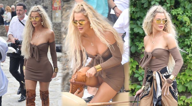Khloe Kardashian Shows Sexy Panties at Abbey of San Fruttuoso in Portofino