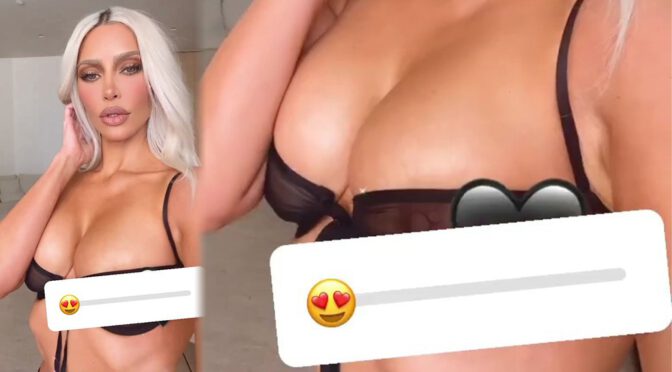 Kim Kardashian Expose Sexy Nipple in Black Sheer Bra (Video) (NSFW)