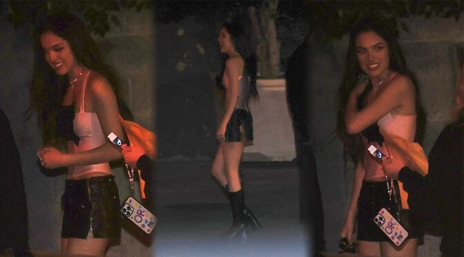 Olivia Rodrigo in Boots and Sexy Mini Skirt at No Vacancy in Hollywood