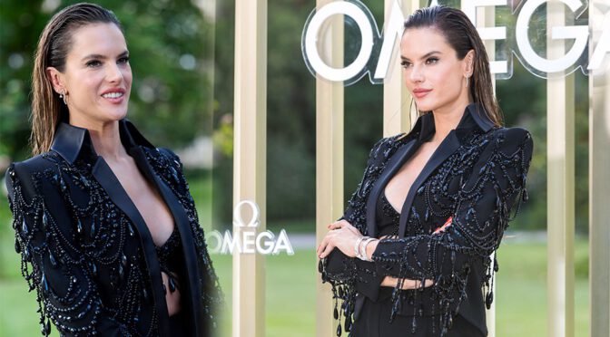 Alessandra Ambrosio Shows Sexy Cleavage at OMEGA “Her Time” Party in Madrid