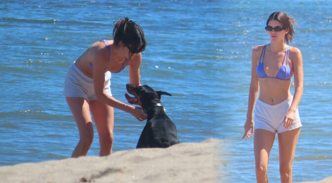 Kendall Jenner’s Sexy Boobs in Bikini at the beach in Malibu