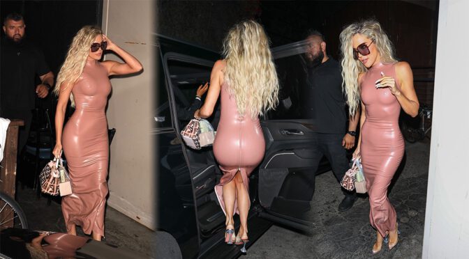 Khloe Kardashian’s Stunning Curved in Latex Dress Out in West Hollywood