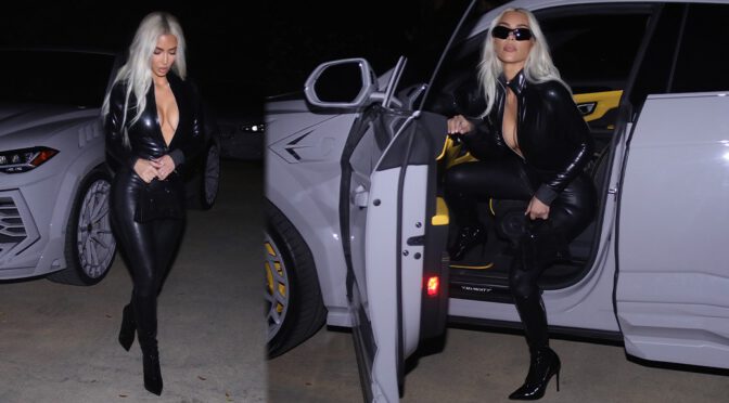 Kim Kardashian Shows Sexy Braless Boobs Out in Los Angeles