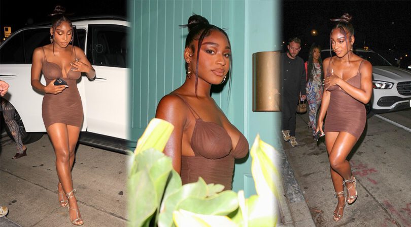 Normani Kordei’s Stunning Legs and Braless Boobs at Olivetta in West Hollywood