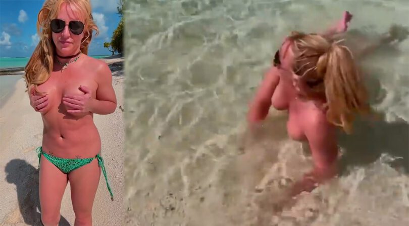 Britney Spears Shows Sexy Body in a Topless Beach Video