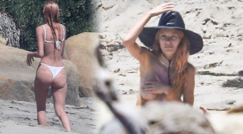 Camila Morrone Topless in Tiny Thong Bikini on a Beach in Malibu (NSFW)