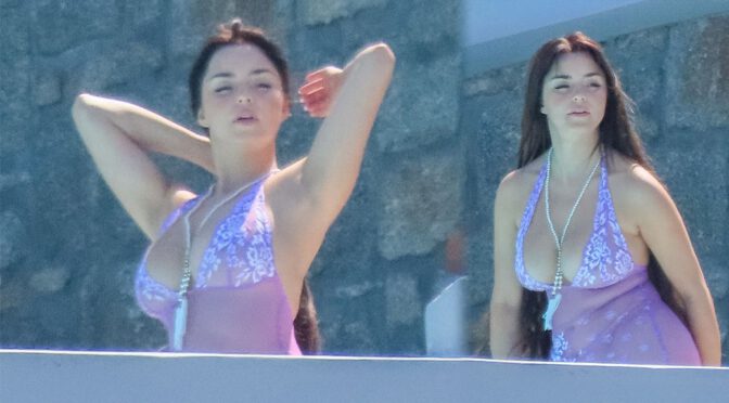 Demi Rose Mawby’s Big Sexy Boobs in Sheer Dress at a Photoshoot in Mykonos
