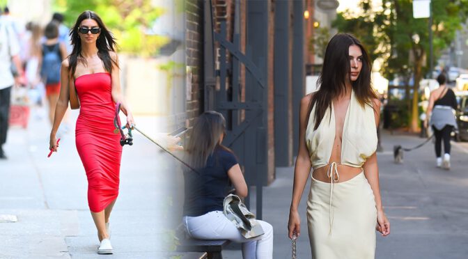 Emily Ratajkowski Gorgeous in Sexy Dress Out in New York