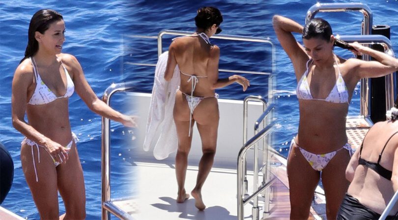 Eva Longoria Shows Sexy Body in Bikini in Capri