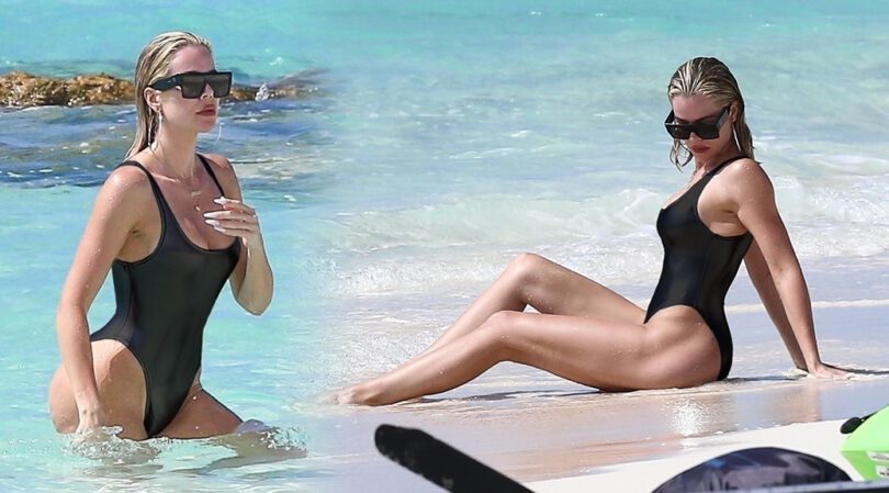 Khloe Kardashian’s Sexy Body in Black BIkini in Turks and Caicos