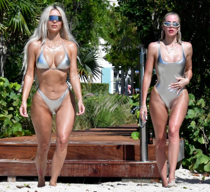 Kim Khloe Kardashian On Beach