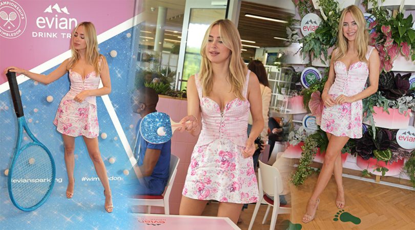 Kimberley Garner Flaunts Perfect Legs at Evian VIP Suite at Wimbledon in London