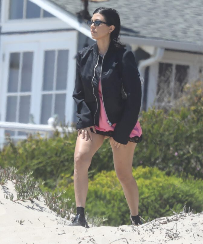Kourtney Kardashian Upskirt On Beach