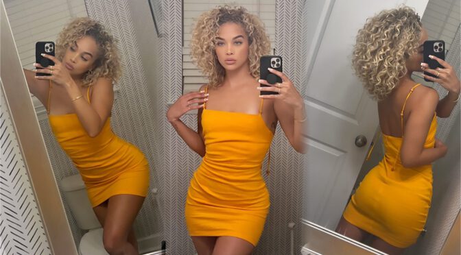 Jasmine Sanders’ Gorgeous Body in Sexy Yellow Dress