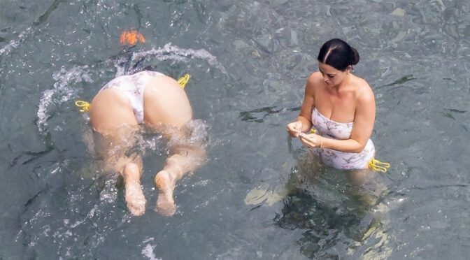 Katy Perry Flaunts Big Boobs and Ass in Swimsuit in Positano