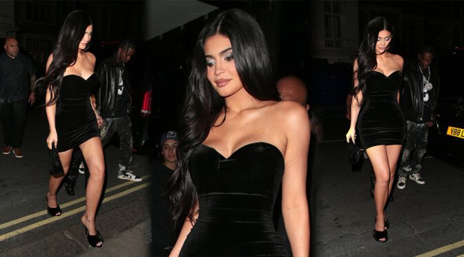 Kylie Jenner Flaunts Sexy Body in Small Black Dress at Nobu Portman Square in London