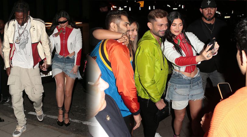 Kylie Jenner Shows Sexy Legs in Denim Mini Skirt at The Twenty Two in London