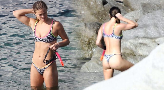 Nina Agdal Shows Boobs and Ass in a Bikini on a Beach in Mykonos