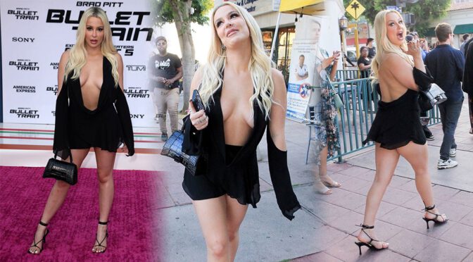 Tana Mongeau’s Sexy Braless Boobs at “Bullet Train” Premiere in Los Angeles