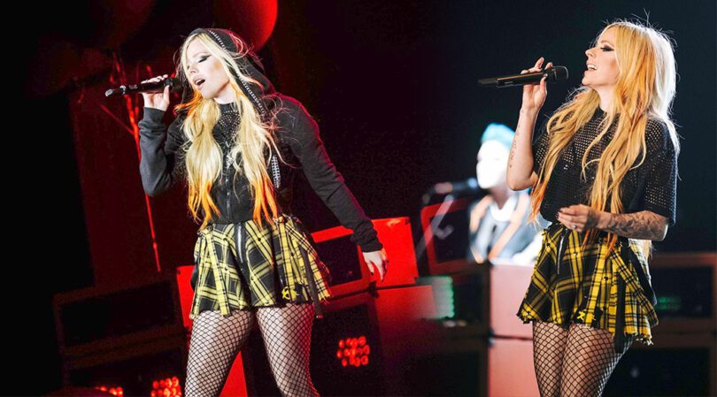 Avril Lavigne Sexy in Fishnet Stockings at Arena Peru in Lima