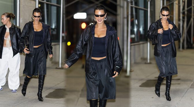 Bella Hadid Flaunts Big Boobs in Sexy Cleavage Out in New York