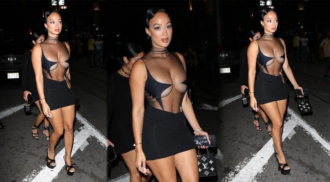 Draya Michele Flaunts Spectacular Braless Boobs at NYFW GQ Party in New York