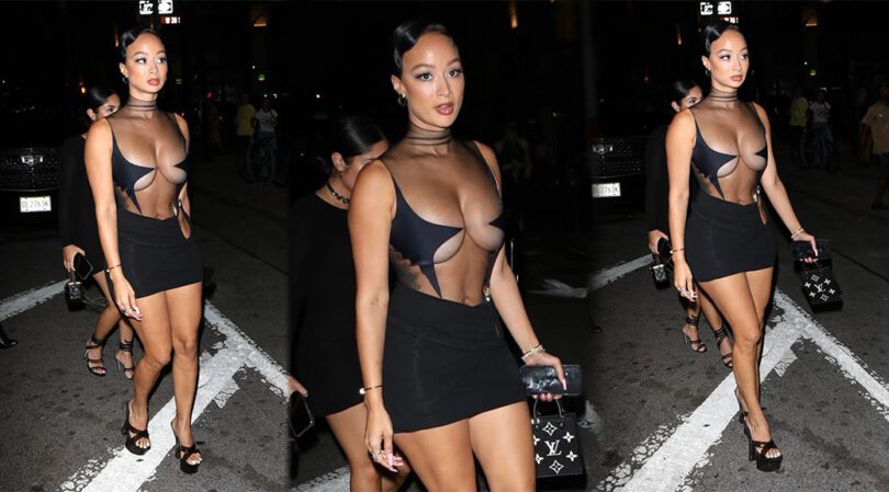 Draya Michele Flaunts Spectacular Braless Boobs at NYFW GQ Party in New York