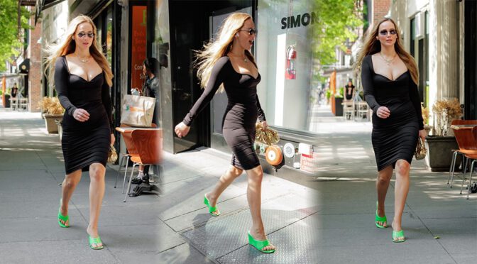 Jennifer Lawrence’s Gorgeous Boobs in Sexy Dress Out in New York