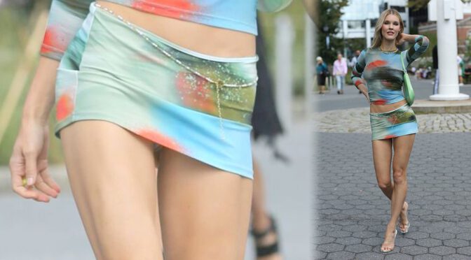 Joy Corrigan Shows Stunning Legs and Sexy Upskirt at Monse Fashion Show in Battery Park