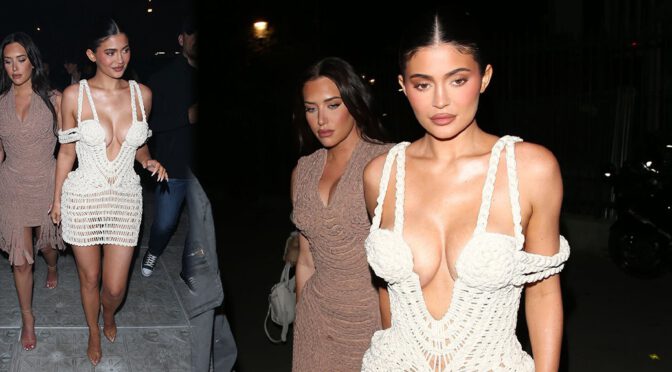 Kylie Jenner Flaunts Big Braless Breasts Out in Paris