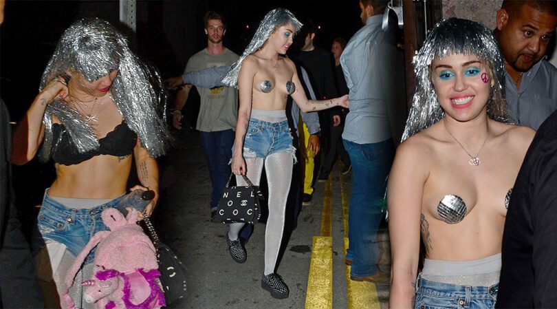 Miley Cyrus Shows Topless Boobs at Art Basel in Miami (2014)