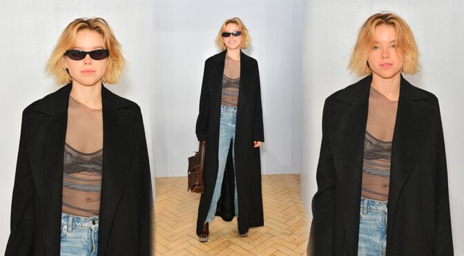 Milly Alcock Shows Sexy Black Bra at 16Arlington Fashion Show in London